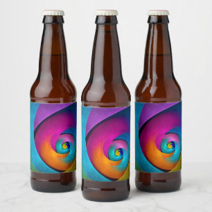 Modern Floral Abstract Art Pink Blue Pattern #17 Beer Bottle Label