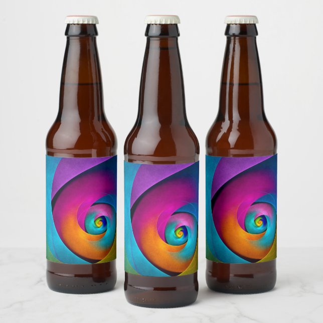 Modern Floral Abstract Art Pink Blue Pattern #17 Beer Bottle Label (Bottles)
