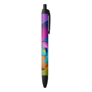 Modern Floral Abstract Art Pink Blue Pattern #17 Black Ink Pen