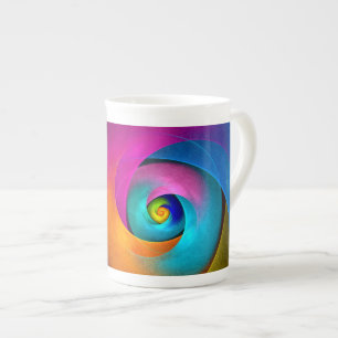 Modern Floral Abstract Art Pink Blue Pattern #17 Bone China Mug