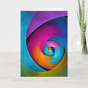 Modern Floral Abstract Art Pink Blue Pattern #17 Card