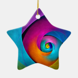 Modern Floral Abstract Art Pink Blue Pattern #17 Ceramic Ornament