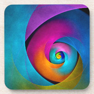 Modern Floral Abstract Art Pink Blue Pattern #17 Coaster