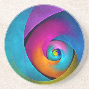 Modern Floral Abstract Art Pink Blue Pattern #17 Coaster