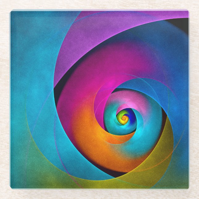 Modern Floral Abstract Art Pink Blue Pattern #17 Glass Coaster (Front)