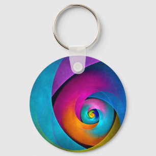 Modern Floral Abstract Art Pink Blue Pattern #17 Keychain