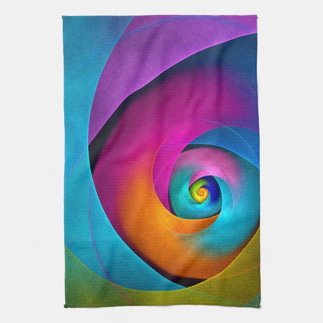 Modern Floral Abstract Art Pink Blue Pattern #17 Kitchen Towel (Vertical)