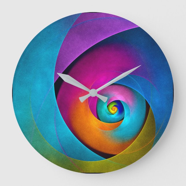 Modern Floral Abstract Art Pink Blue Pattern #17 Large Clock (Front)