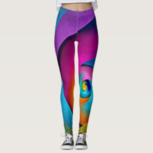 Modern Floral Abstract Art Pink Blue Pattern #17 Leggings