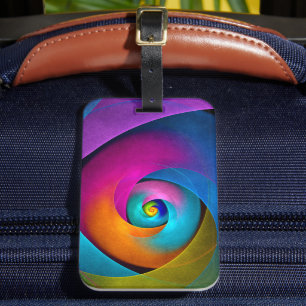 Modern Floral Abstract Art Pink Blue Pattern #17 Luggage Tag