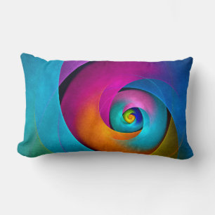 Modern Floral Abstract Art Pink Blue Pattern #17 Lumbar Pillow