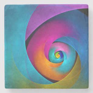 Modern Floral Abstract Art Pink Blue Pattern #17 Stone Coaster