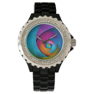 Modern Floral Abstract Art Pink Blue Pattern #17 Watch