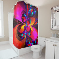 Modern Floral Abstract Art Red Blue Pattern #07