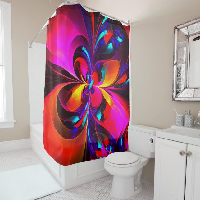 Modern Floral Abstract Art Red Blue Pattern #07 (In Situ)