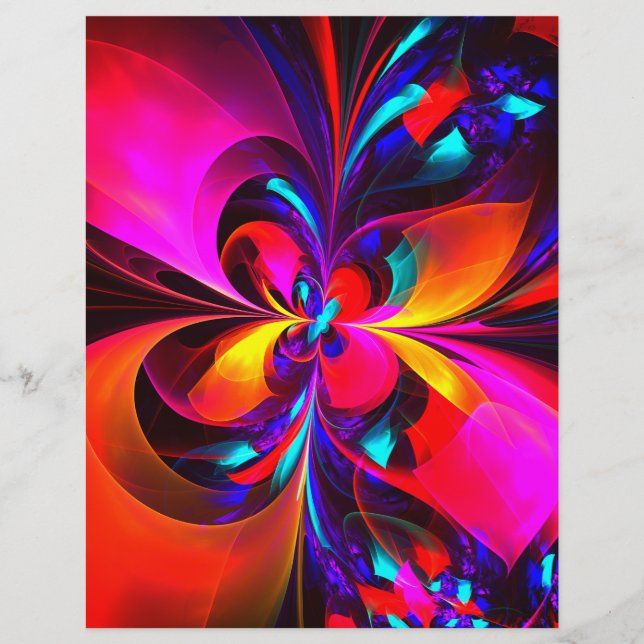 Modern Floral Abstract Art Red Blue Pattern #07 (Front)