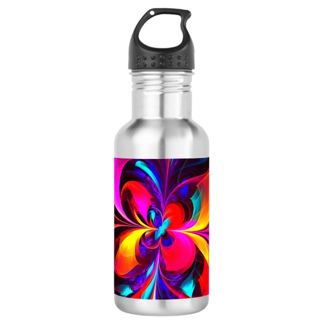 Modern Floral Abstract Art Red Blue Pattern #07 532 Ml Water Bottle (Front)