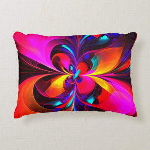 Modern Floral Abstract Art Red Blue Pattern #07 Accent Pillow