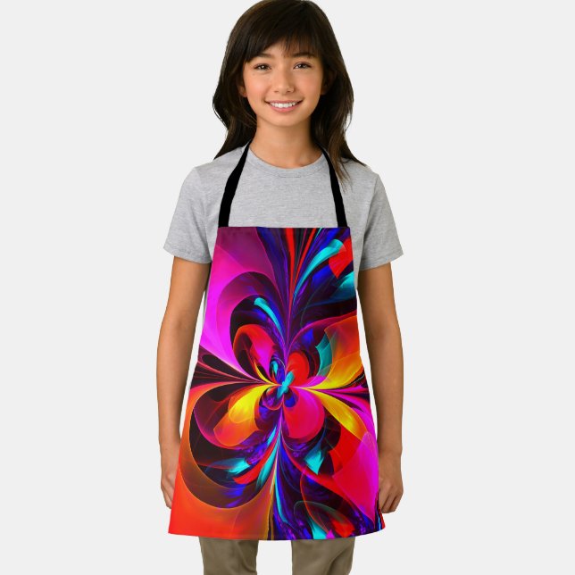 Modern Floral Abstract Art Red Blue Pattern #07 Apron (Insitu)