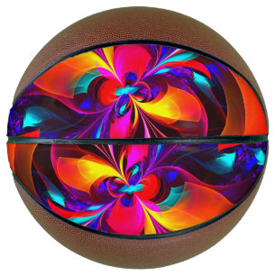 Modern Floral Abstract Art Red Blue Pattern #07 Basketball