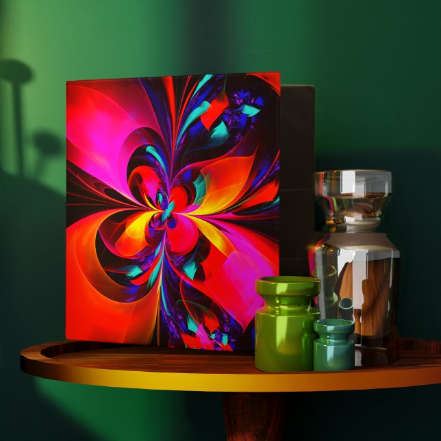 Modern Floral Abstract Art Red Blue Pattern #07 Binder (Modern Floral Abstract Art Red Blue Pattern #07 3 Ring Binder)