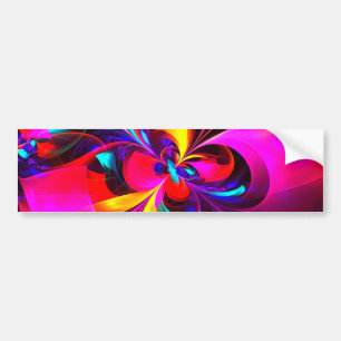 Modern Floral Abstract Art Red Blue Pattern #07 Bumper Sticker