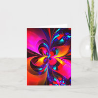 Modern Floral Abstract Art Red Blue Pattern #07