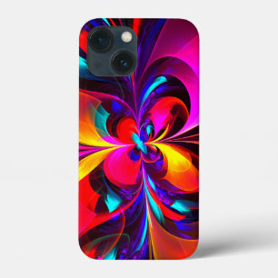 Modern Floral Abstract Art Red Blue Pattern #07 iPhone 13 Mini Case