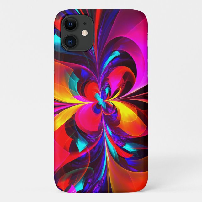 Modern Floral Abstract Art Red Blue Pattern #07 Case-Mate iPhone Case (Back)