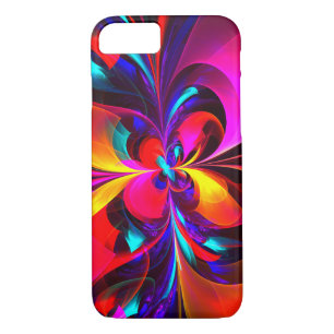 Modern Floral Abstract Art Red Blue Pattern #07 Case-Mate iPhone Case