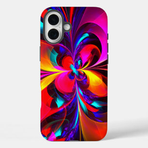 Modern Floral Abstract Art Red Blue Pattern #07 iPhone 16 Plus Case
