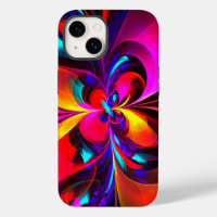 Modern Floral Abstract Art Red Blue Pattern #07