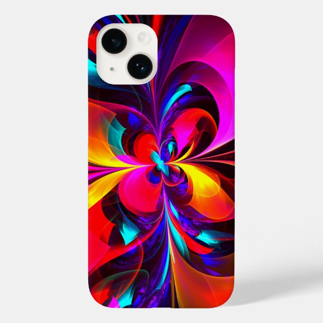 Modern Floral Abstract Art Red Blue Pattern #07 Case-Mate iPhone Case (Back)