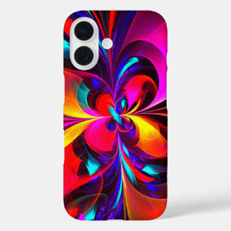 Modern Floral Abstract Art Red Blue Pattern #07 iPhone 16 Case