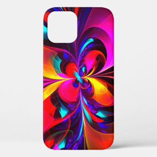 Modern Floral Abstract Art Red Blue Pattern #07 iPhone 12 Case