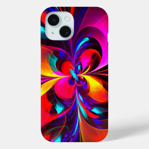 Modern Floral Abstract Art Red Blue Pattern #07 iPhone 15 Case