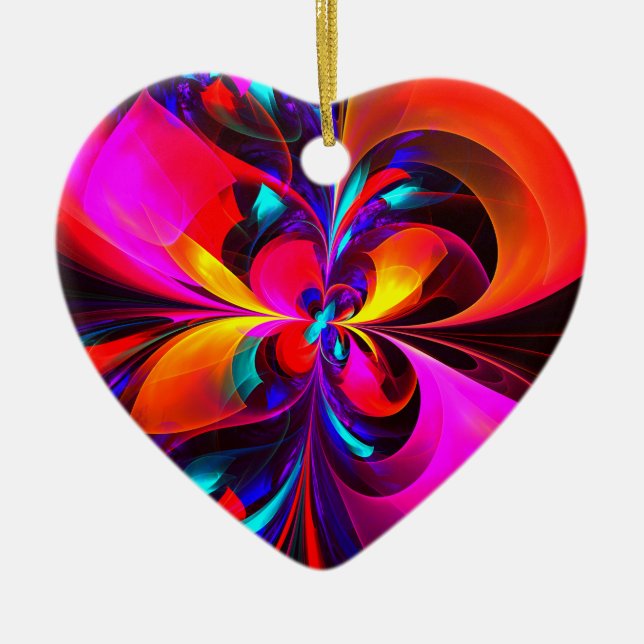 Modern Floral Abstract Art Red Blue Pattern #07 Ceramic Ornament (Front)
