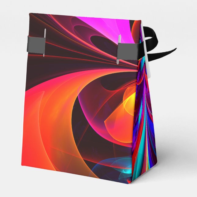 Modern Floral Abstract Art Red Blue Pattern #07 Favor Box (Back Side)