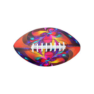 Modern Floral Abstract Art Red Blue Pattern #07 Football