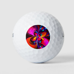 Modern Floral Abstract Art Red Blue Pattern #07 Golf Balls