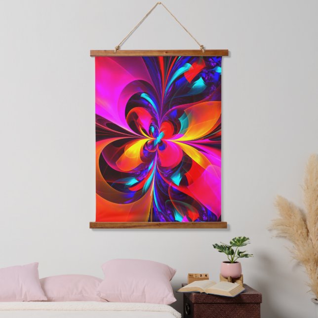 Modern Floral Abstract Art Red Blue Pattern #07 Hanging Tapestry (Bedroom)