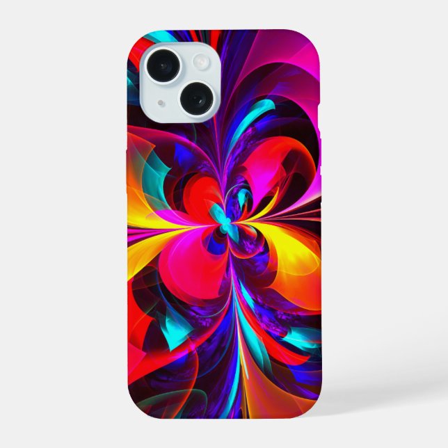 Modern Floral Abstract Art Red Blue Pattern #07 iPhone 15 Case (Back)