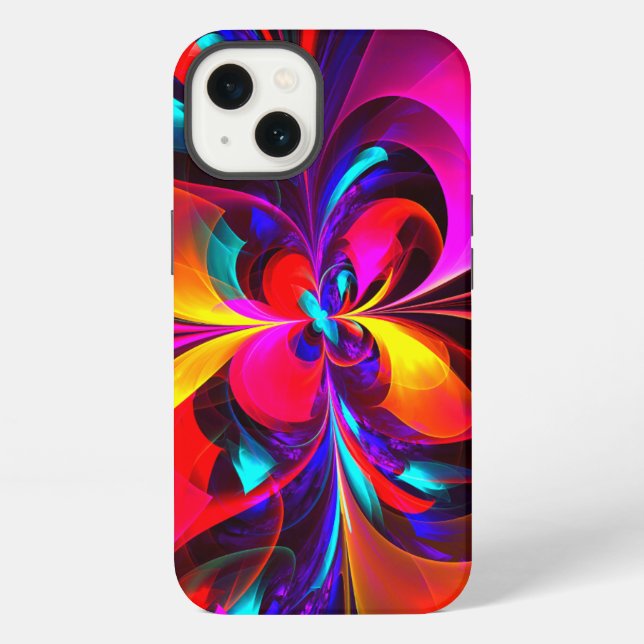 Modern Floral Abstract Art Red Blue Pattern #07 iPhone Case (Back)