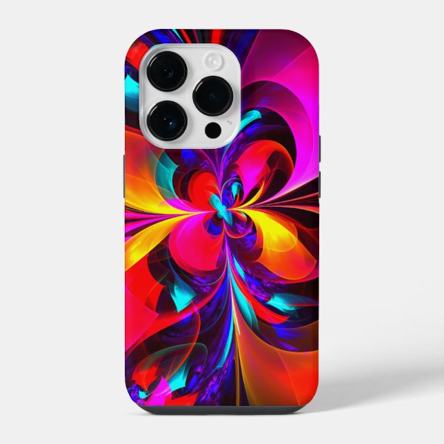 Modern Floral Abstract Art Red Blue Pattern #07 iPhone Case (Back)