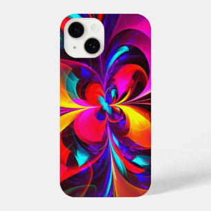 Modern Floral Abstract Art Red Blue Pattern #07 iPhone 14 Case