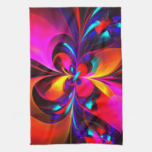 Modern Floral Abstract Art Red Blue Pattern #07 Kitchen Towel