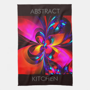 Modern Floral Abstract Art Red Blue Pattern #07 Kitchen Towel