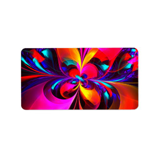 Modern Floral Abstract Art Red Blue Pattern #07 Label