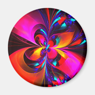 Modern Floral Abstract Art Red Blue Pattern #07 Magnet