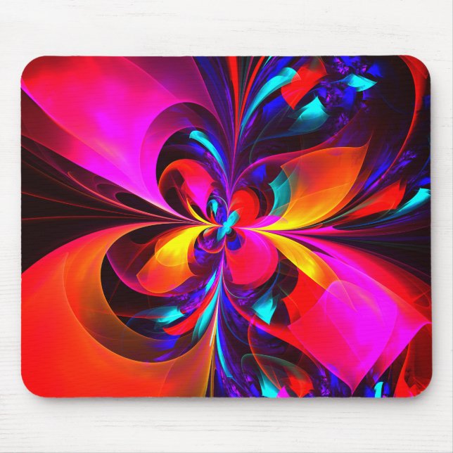 Modern Floral Abstract Art Red Blue Pattern #07 Mouse Pad (Front)